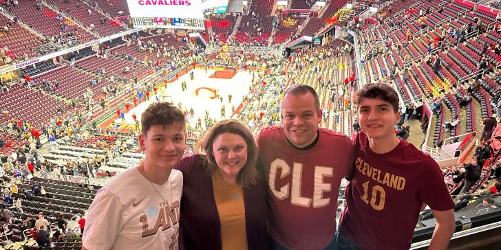 Poling Family with their 2 international sons at a Cal game