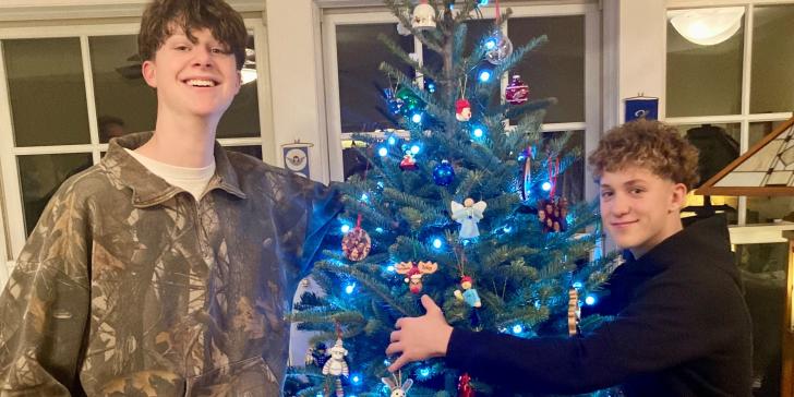 Ben and Guille with our Christmas tree