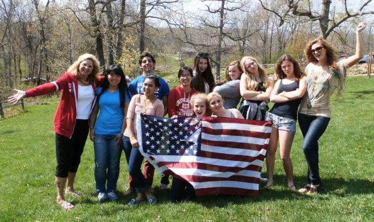 Barb and Jenna with students