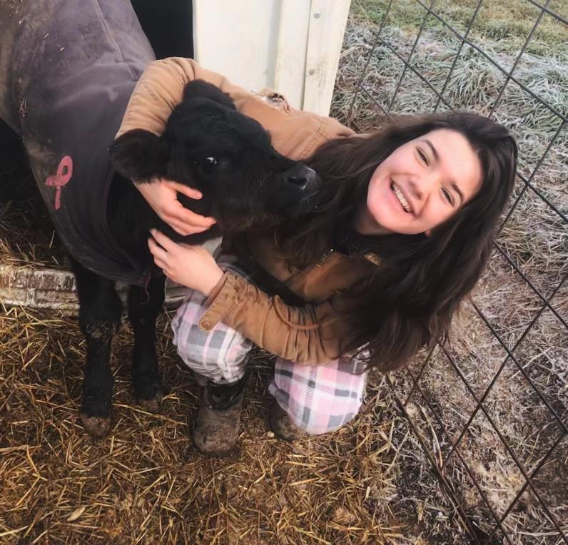 Student with calf